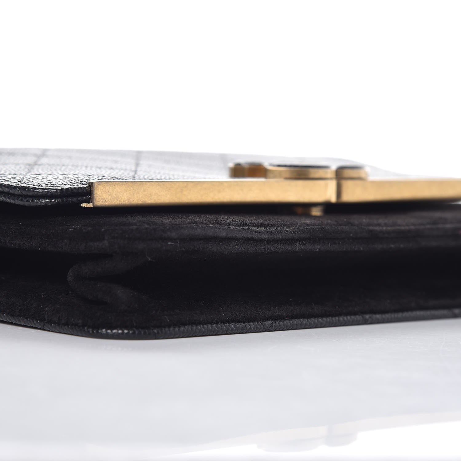Chanel Caviar Suede Stitched Lady Coco Wallet On Chain WOC Black 9 of 10
