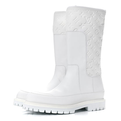 Louis Vuitton Calfskin Monogram Embossed Neoprene Mens Landscape Ankle Boots 9.5 White 3 of 16