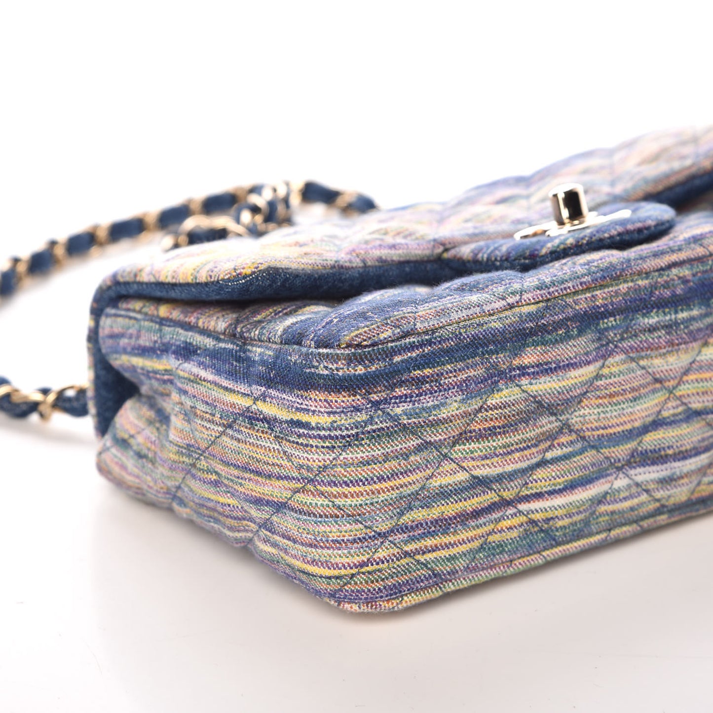 Striated Quilted Classics in Fabrics Mini Rectangular Flap Blue