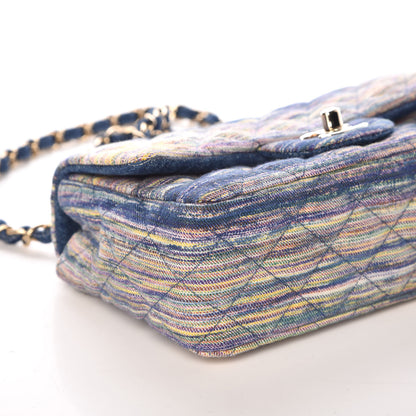 Chanel Striated Quilted Classics in Fabrics Mini Rectangular Flap Blue 5 of 10