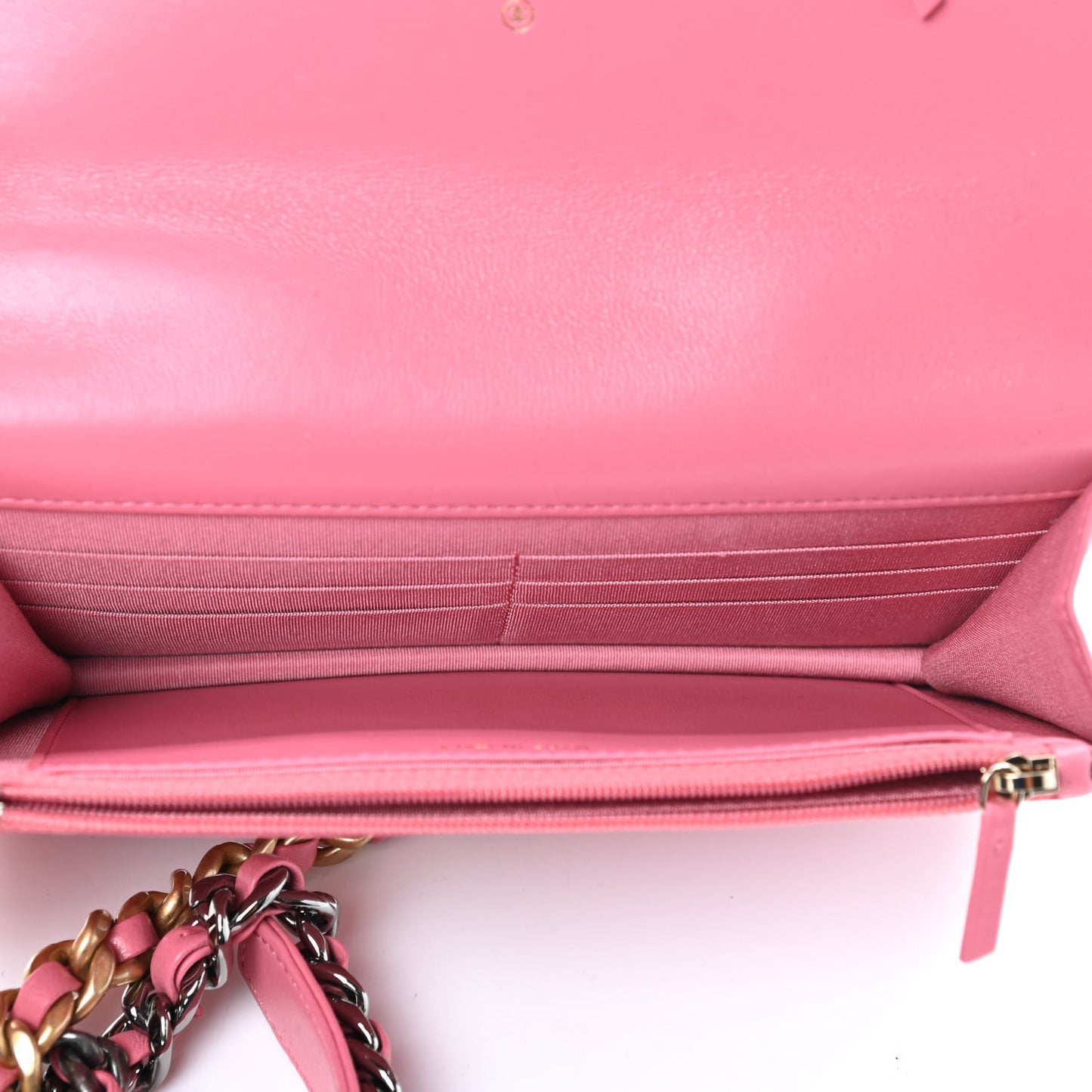 Lambskin Quilted Chanel 19 Wallet On Chain WOC Pink