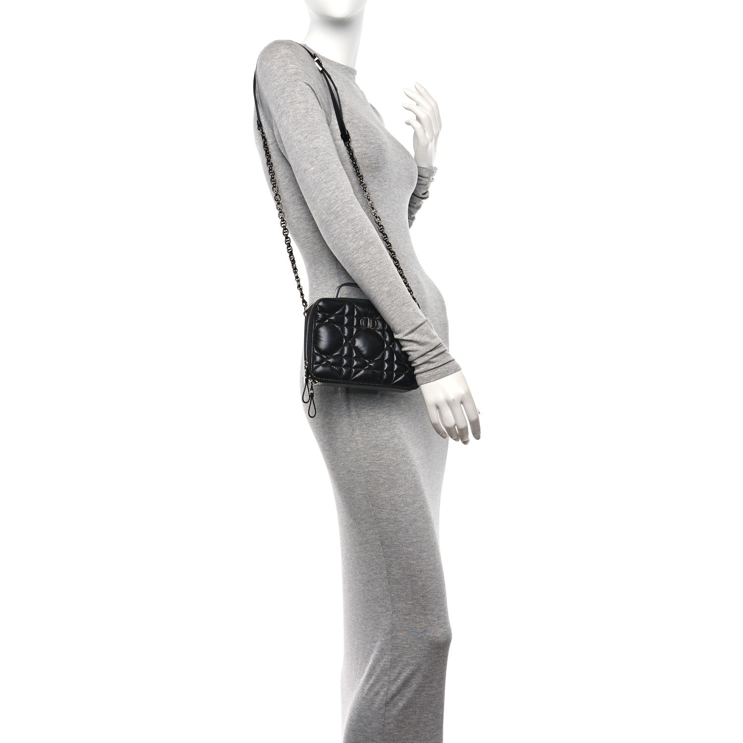 Christian Dior Calfskin Macrocannage Caro Box Bag Black 2 of 10