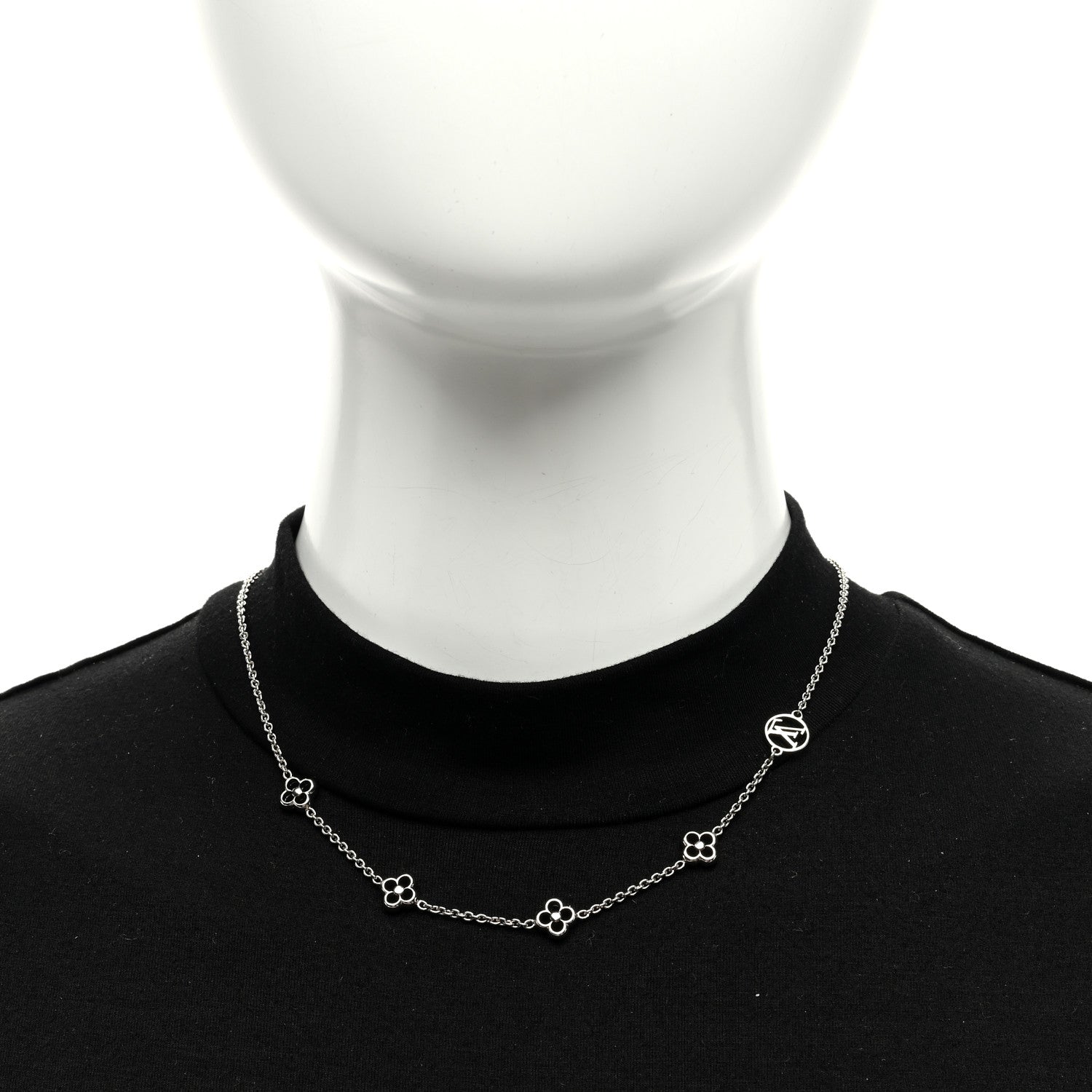 Louis Vuitton Flower Full Necklace Silver 2 of 5