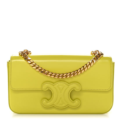 Celine Shiny Calfskin Cuir Triomphe Chain Shoulder Bag Anis 1 of 12