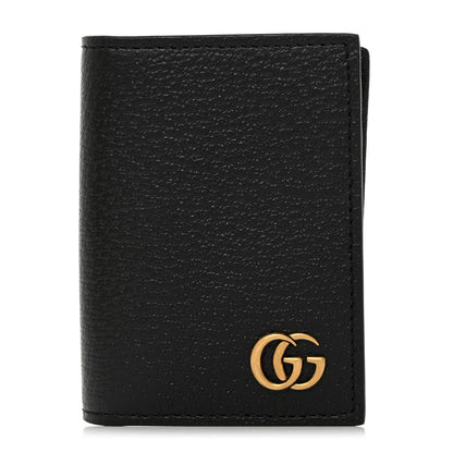 Gucci Calfskin Boar Effect GG Marmont Card Case Black 1 of 7