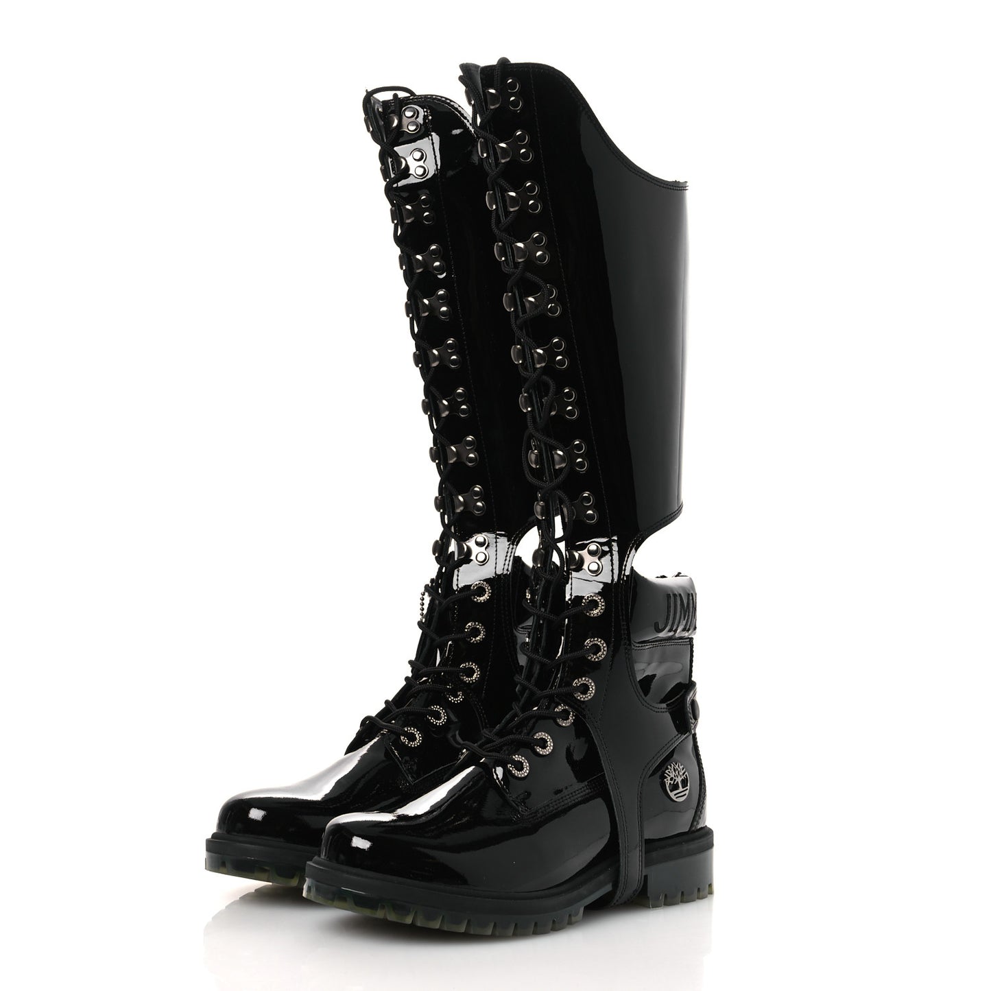 X TIMBERLAND Patent Crystal Womens Vibram Knee High Boots 8.5 Black