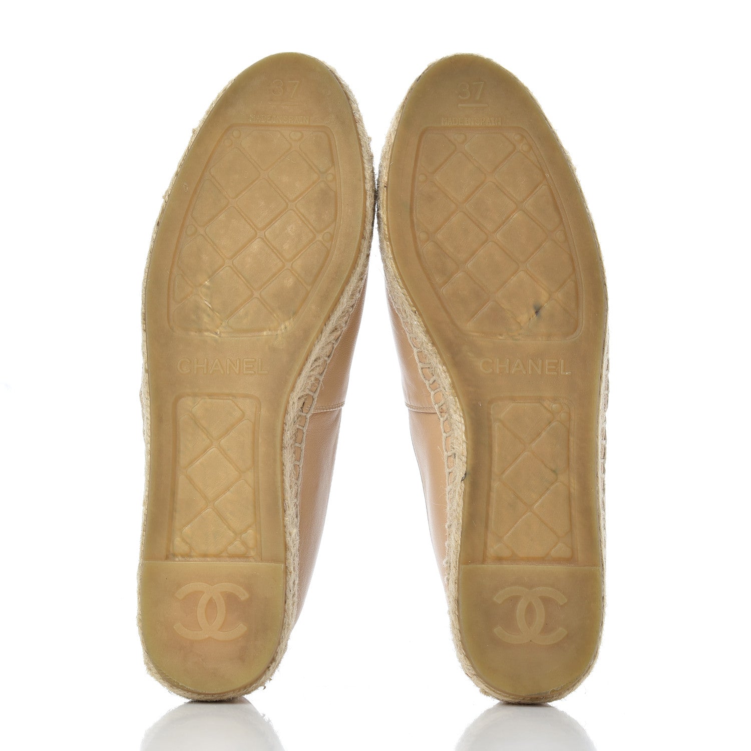 Chanel Lambskin CC Espadrilles 37 Beige Black 5 of 17