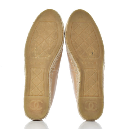 Chanel Lambskin CC Espadrilles 37 Beige Black 5 of 17