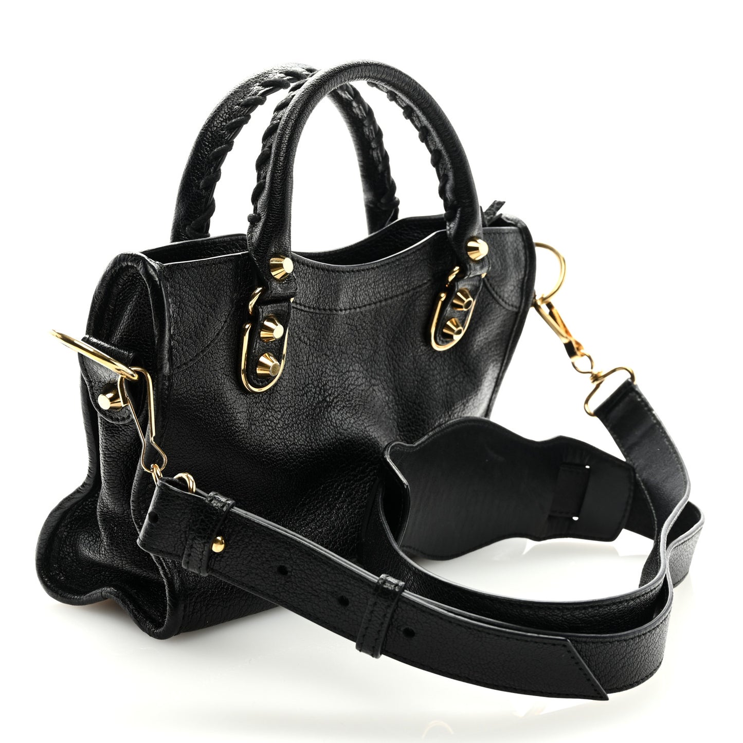 Chevre Gold Metallic Edge Hardware Mini City Black