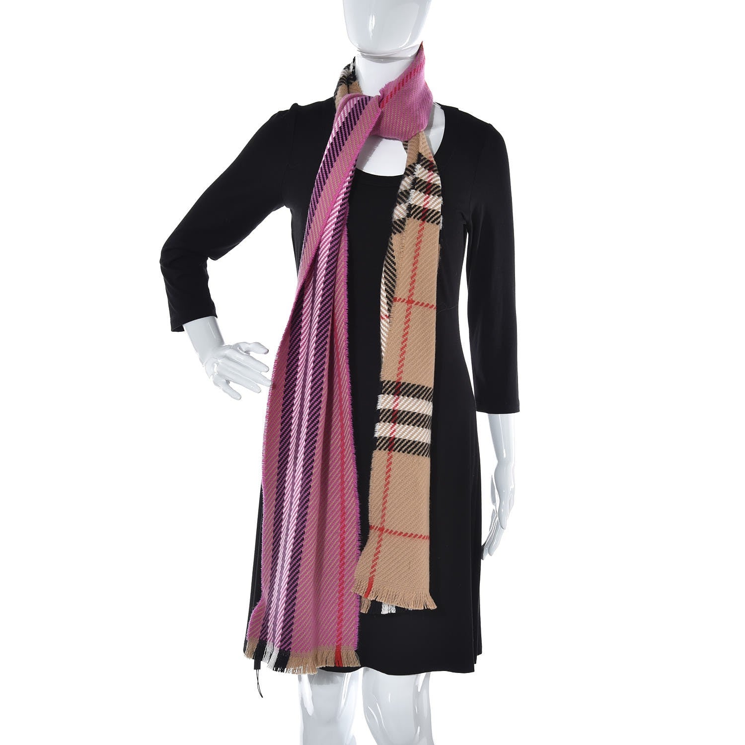 Burberry Wool Giant Check Scarf Camel Pink 2 of 5