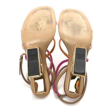 Fendi Nappa Metallic Ayers Fendi First 95mm Strappy Sandals 37 Rosa Geranio Albicocca 6 of 9