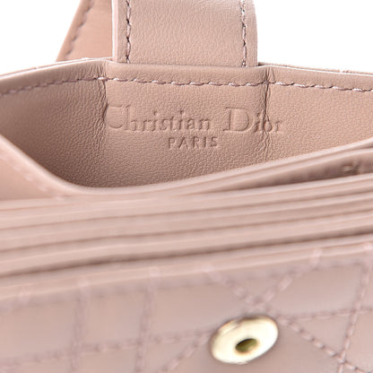 Christian Dior Ultra Matte Calfskin Cannage Lady Dior 5-Gusset Card Holder Blush Powder 6 of 8