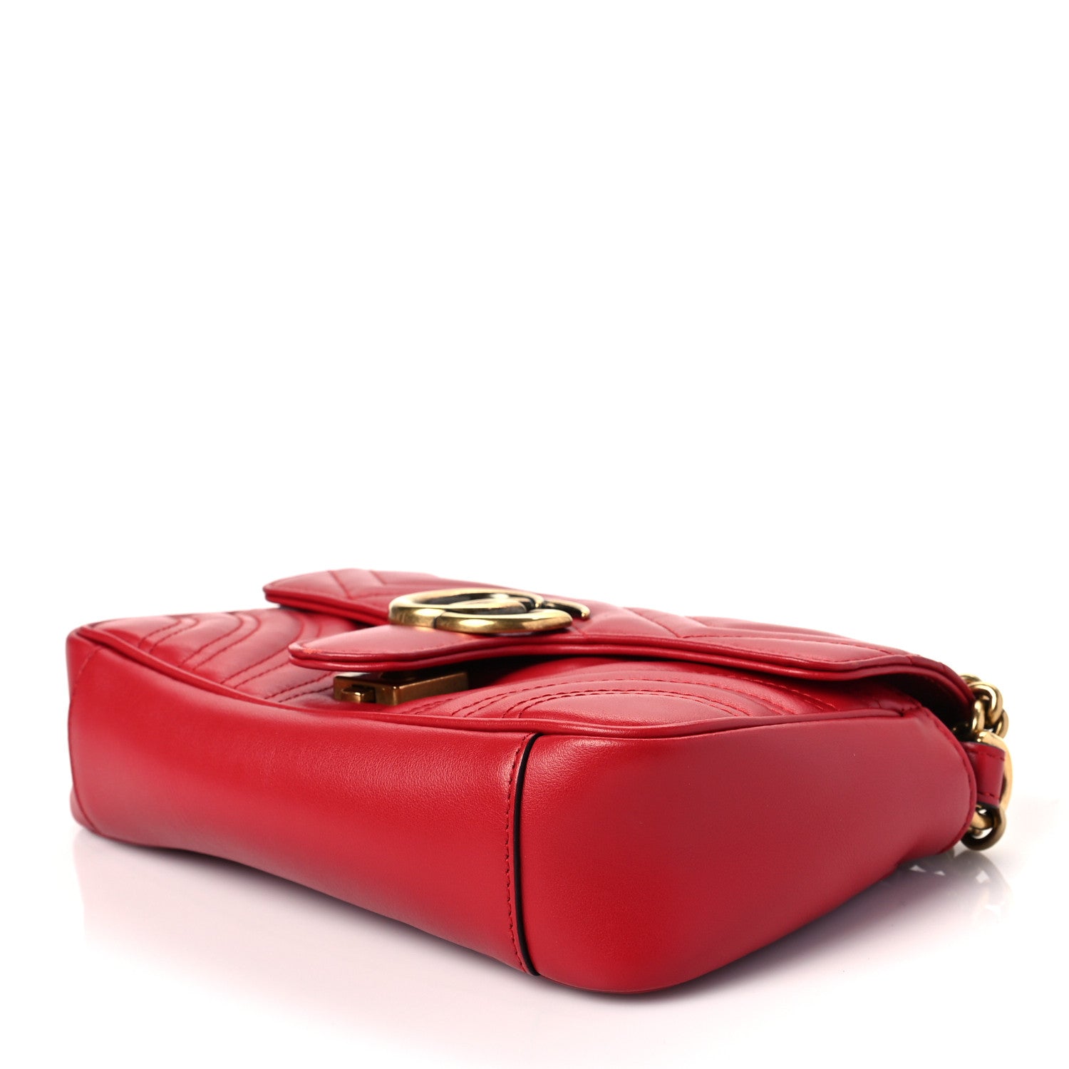 Gucci Calfskin Matelasse Mini GG Marmont Shoulder Bag Hibiscus Red 8 of 11
