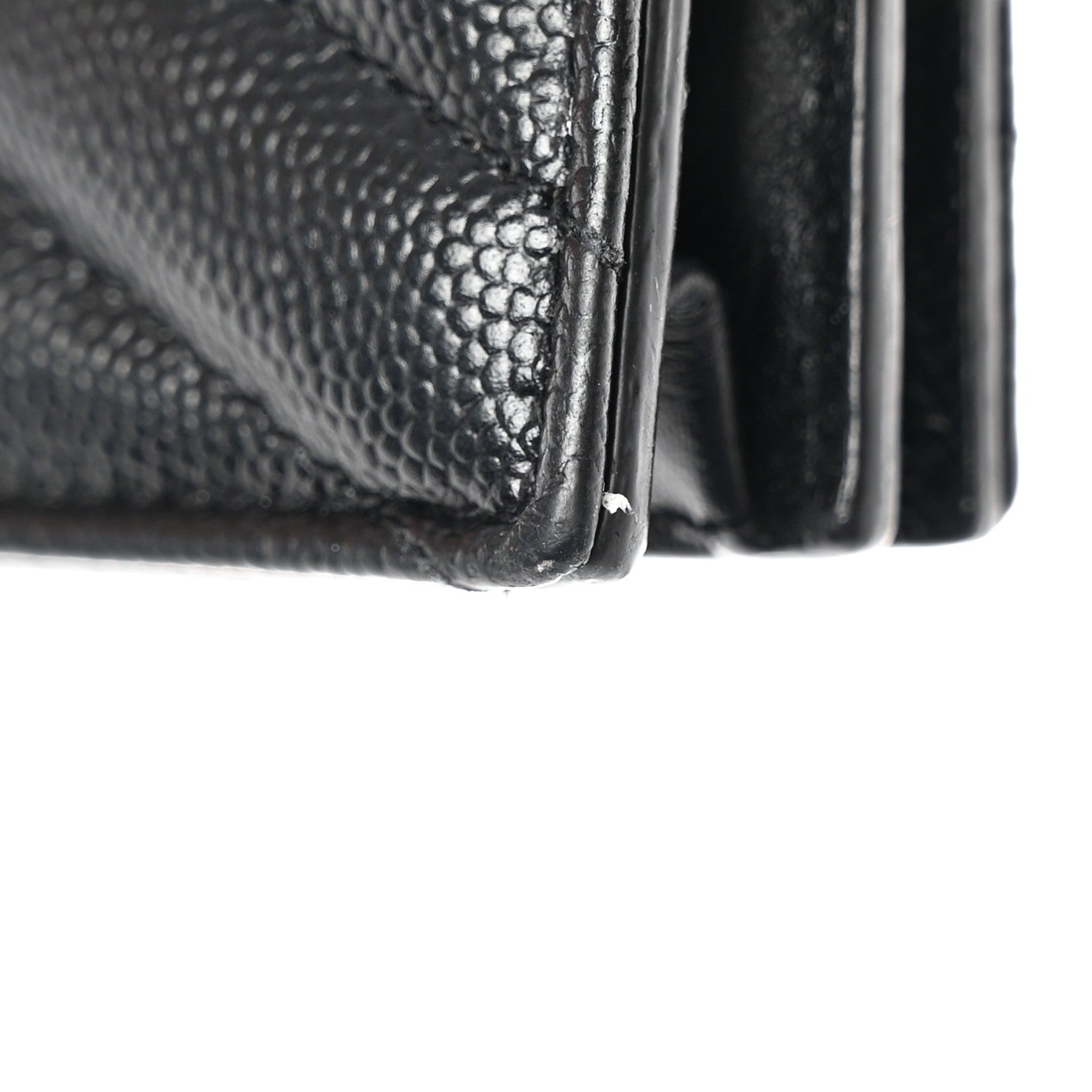 Saint Laurent Grain De Poudre Matelasse Chevron Monogram Card Case Black 10 of 11