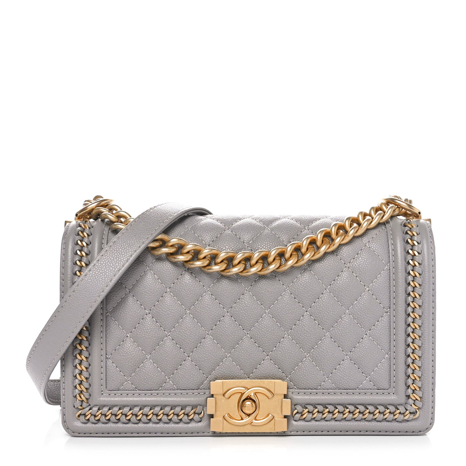 Chanel Caviar Quilted Chain Around Medium Boy Flap Grey 1 of 12
