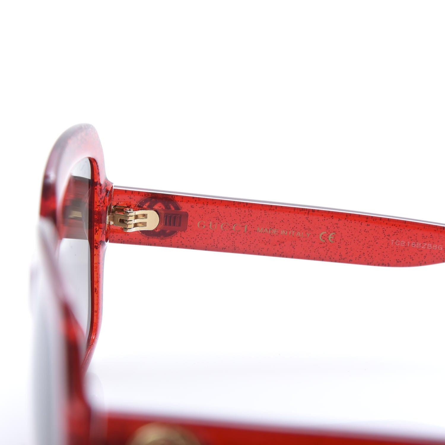 Gucci Square Frame GG 0036S Sunglasses Glitter Red 6 of 8