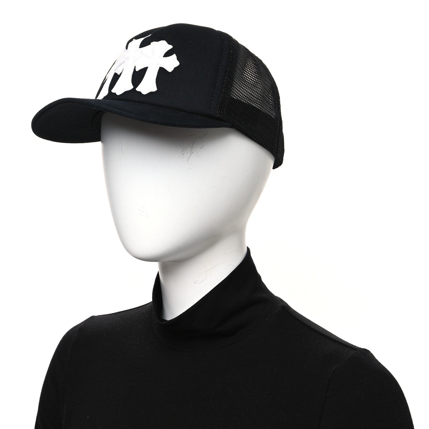Chrome Hearts Cotton Mesh Triple Cross Cemetery CH Trucker Hat Black White 2 of 8