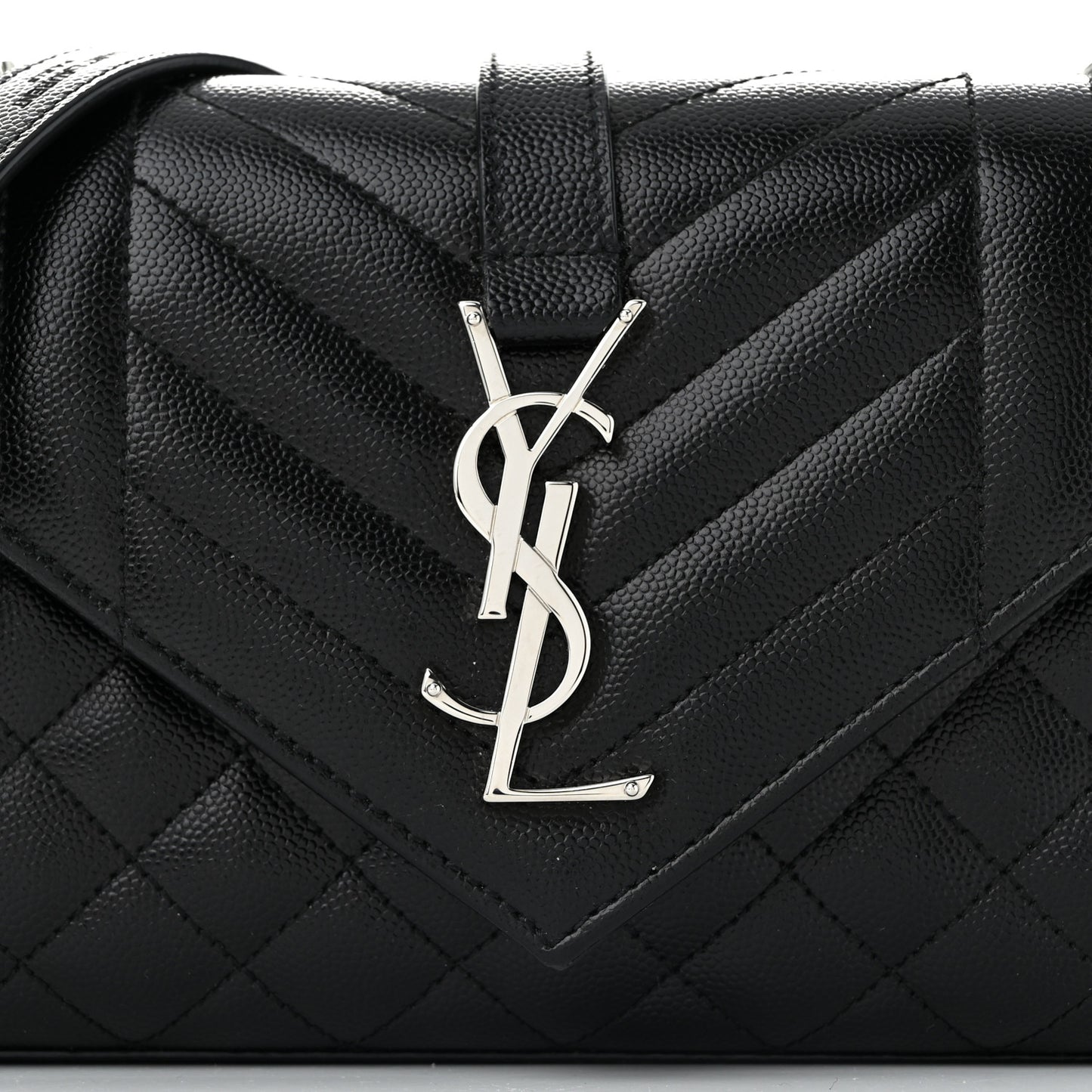 Grain De Poudre Textured Mixed Matelasse Triquilt Small Monogram Satchel Black