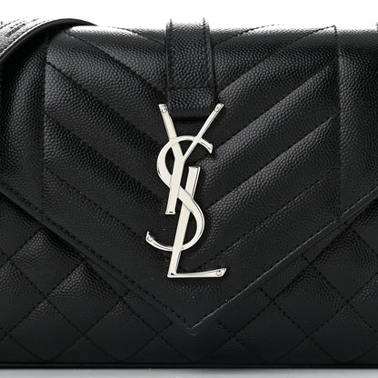Saint Laurent Grain De Poudre Textured Mixed Matelasse Triquilt Small Monogram Satchel Black 7 of 10