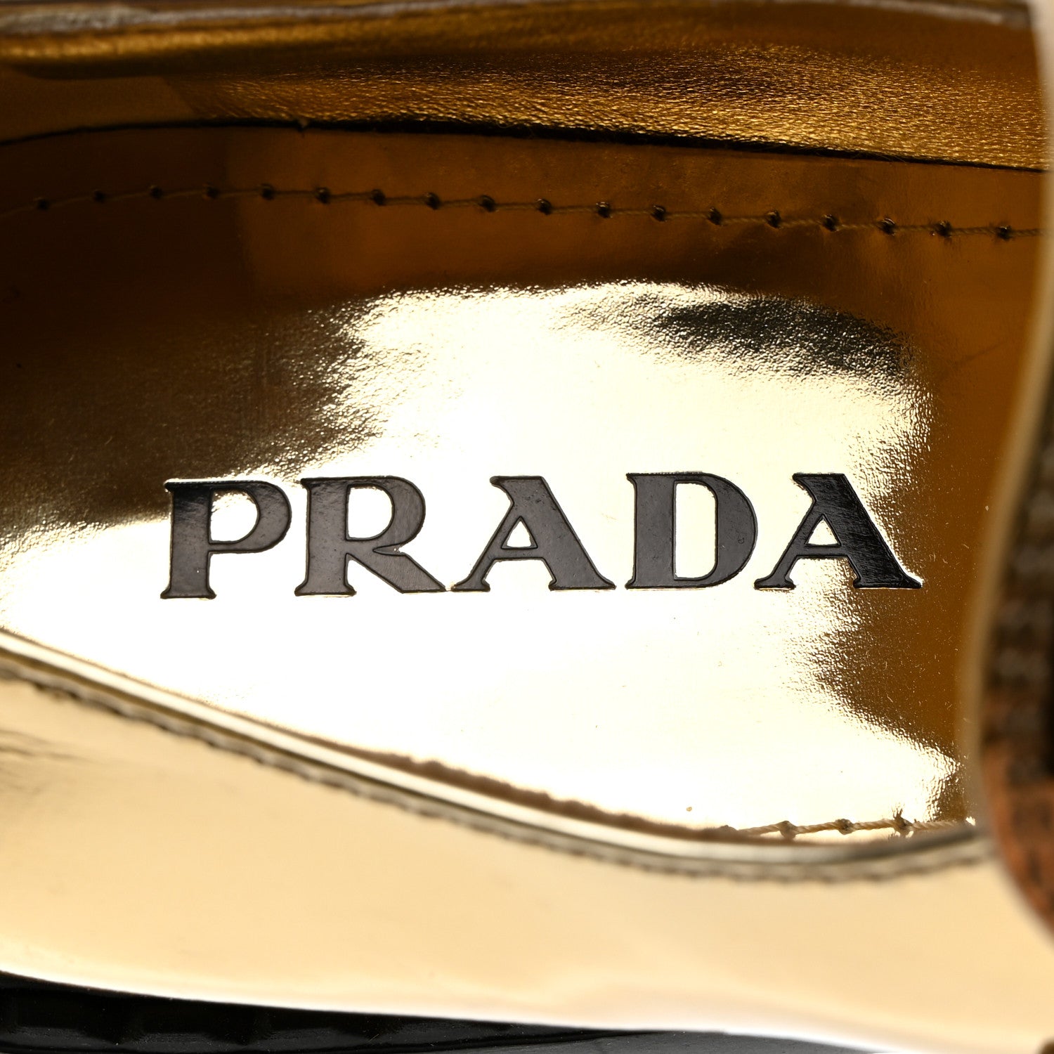 Prada Metallic Brushed Calfskin Metal Triangle Logo 50mm Loafers 39.5 Platino 6 of 8