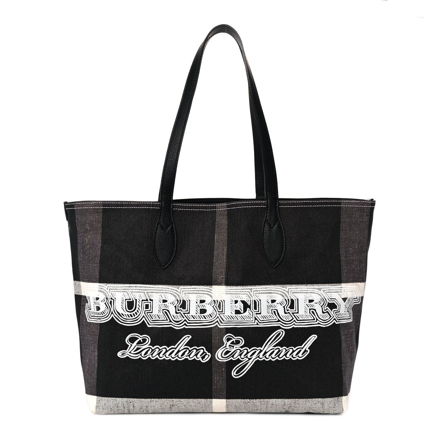 Coated Canvas Mega Check Medium Doodle Tote Black White