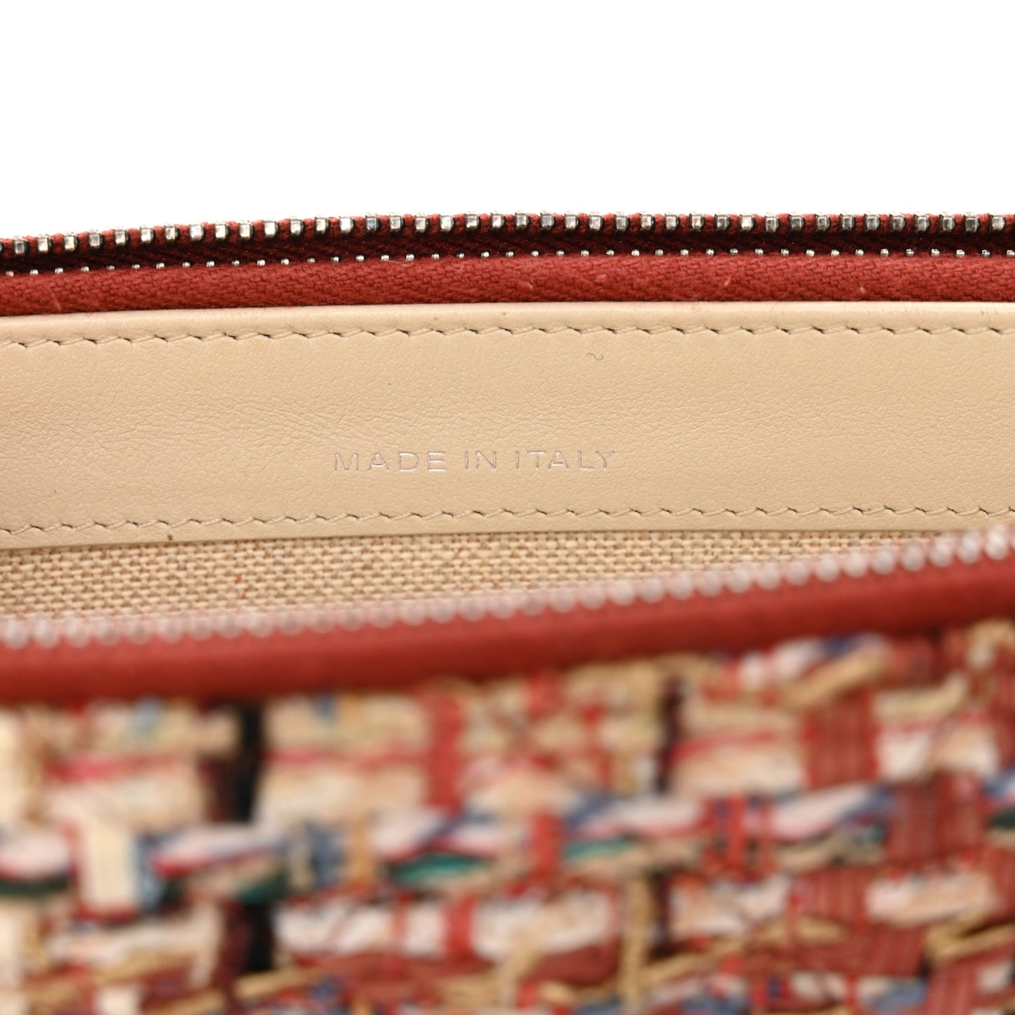 Tweed Calfskin Small Gabrielle Clutch With Chain Red