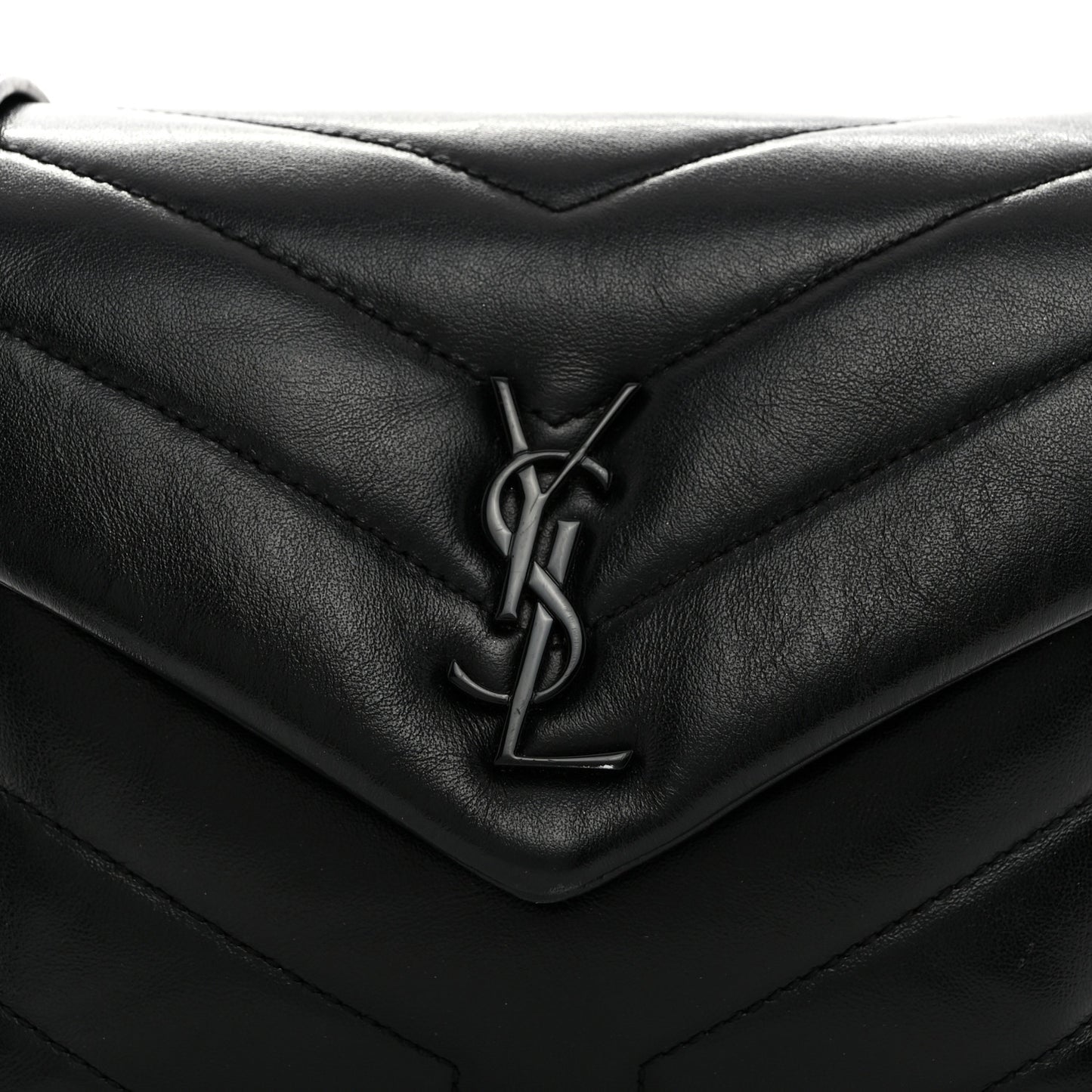 Calfskin Y Quilted Monogram Toy Loulou Crossbody Bag Black
