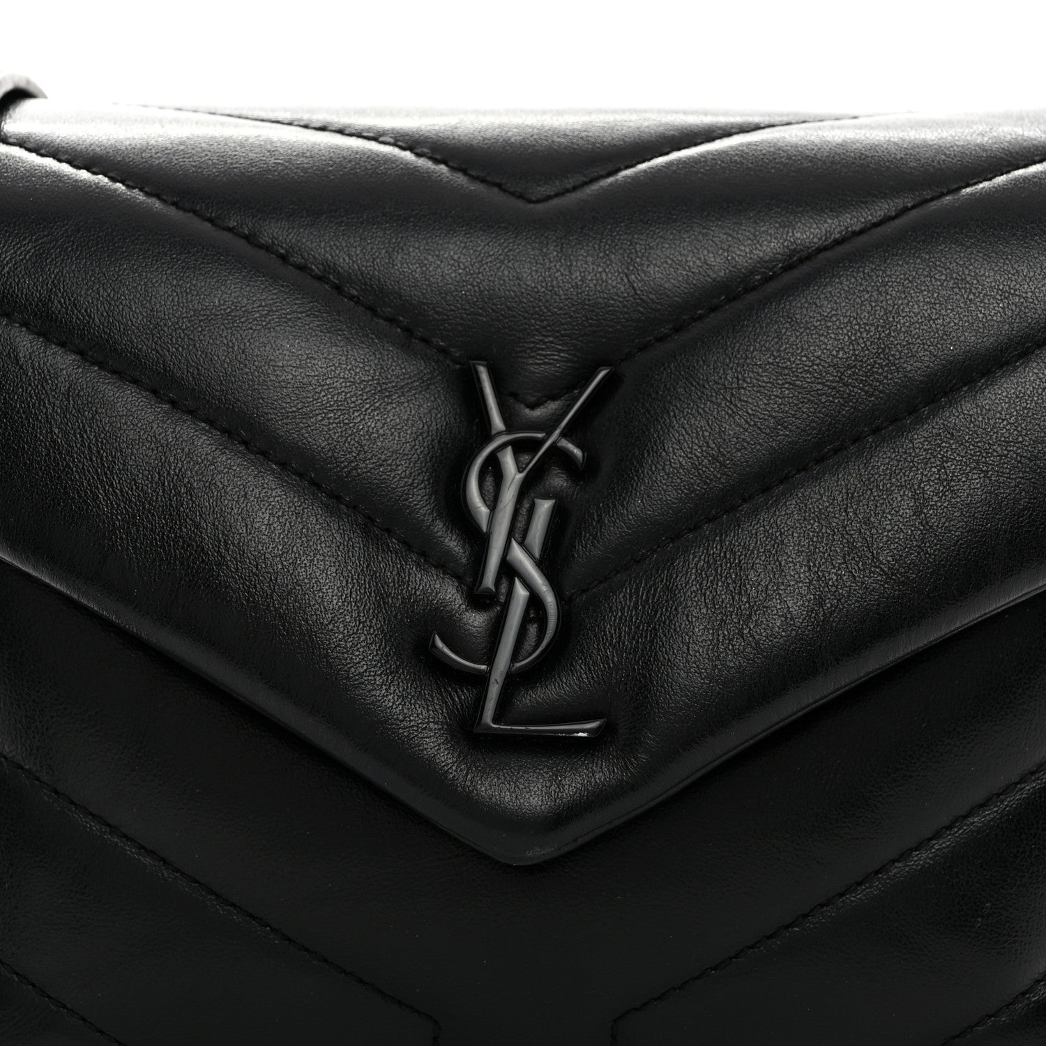 Saint Laurent Calfskin Y Quilted Monogram Toy Loulou Crossbody Bag Black 9 of 11