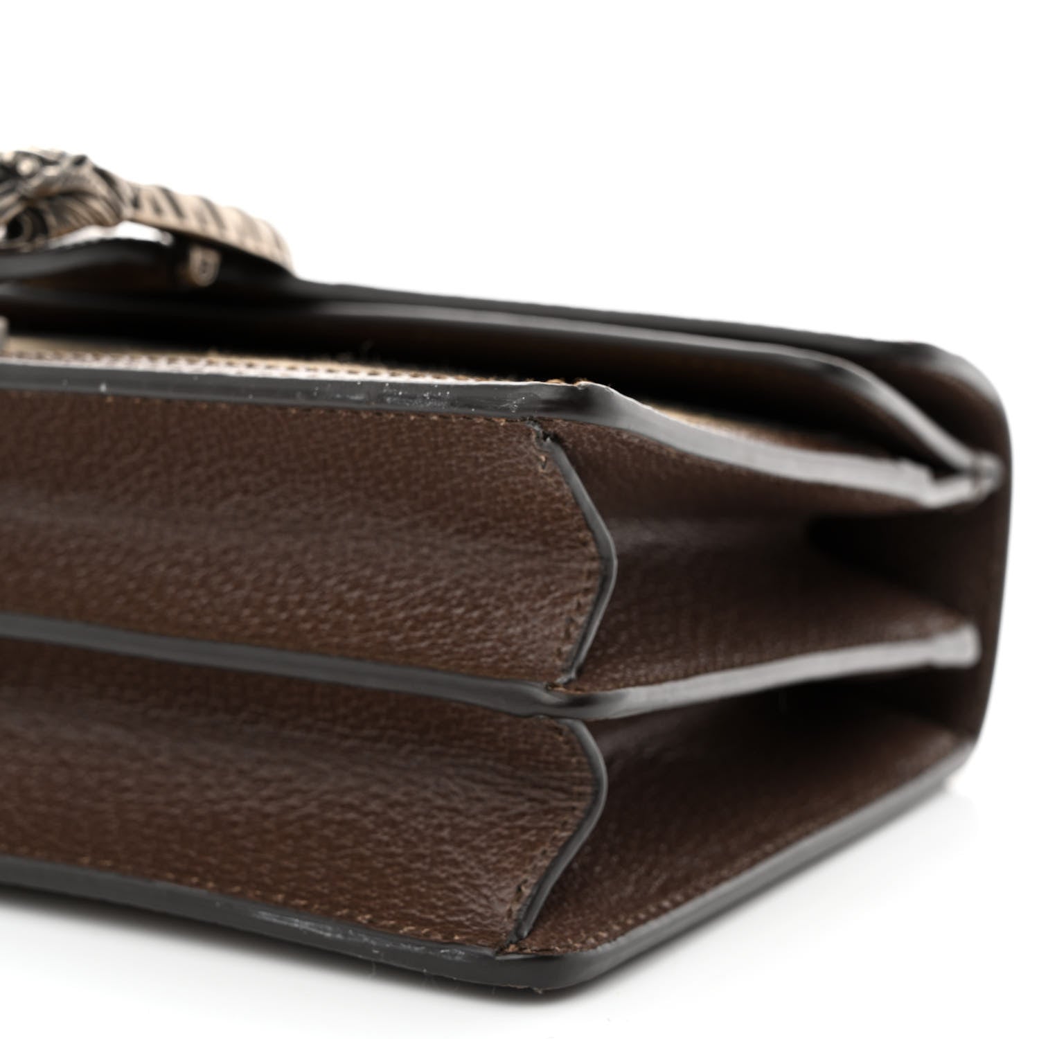 Gucci Monogram Jumbo GG Textured Dollar Calfskin Small Dionysus Shoulder Bag Camel Ebony New Acero 10 of 10