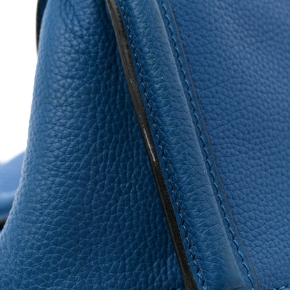 Alexander McQueen Pebbled Calfskin Large Skull Padlock Zip Around Tote Cobalt 11 of 11
