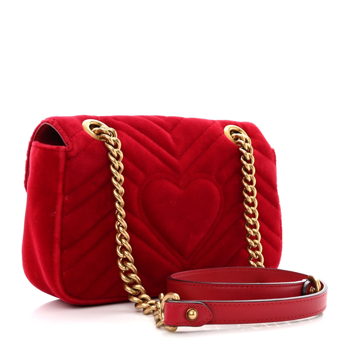 Velvet Matelasse Mini GG Marmont Shoulder Bag Hibiscus Red