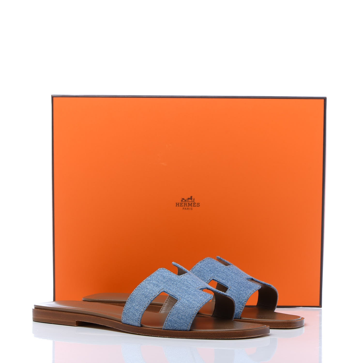 Hermes Denim Oran Sandals 38 Bleu Clair 9 of 9