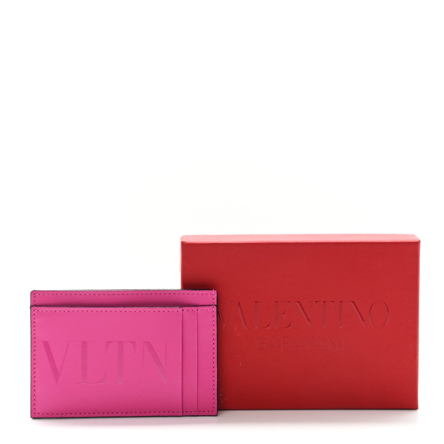 Calfskin VLTN Card Holder Pink
