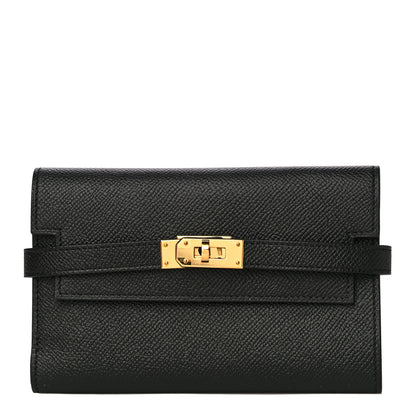 Hermes Epsom Medium Kelly Wallet Black 1 of 10