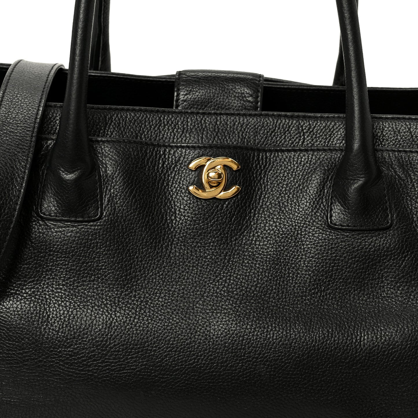 Calfskin Cerf Executive Shopper Tote Black