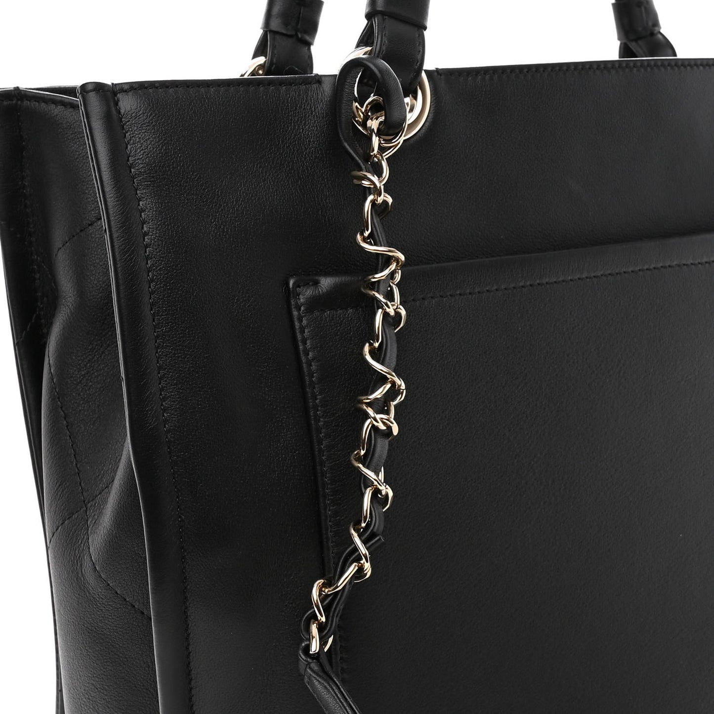 Calfskin CC Zipped Shopping Tote Black