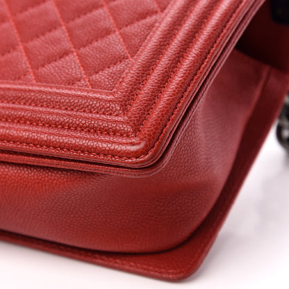 Chanel Caviar Quilted Medium Boy Flap Red 13 of 17