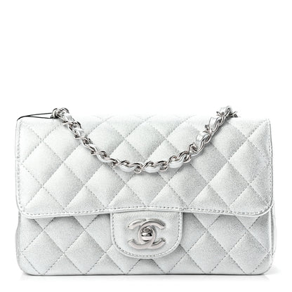 Chanel Metallic Lambskin Quilted Mini Rectangular Flap Silver 1 of 9