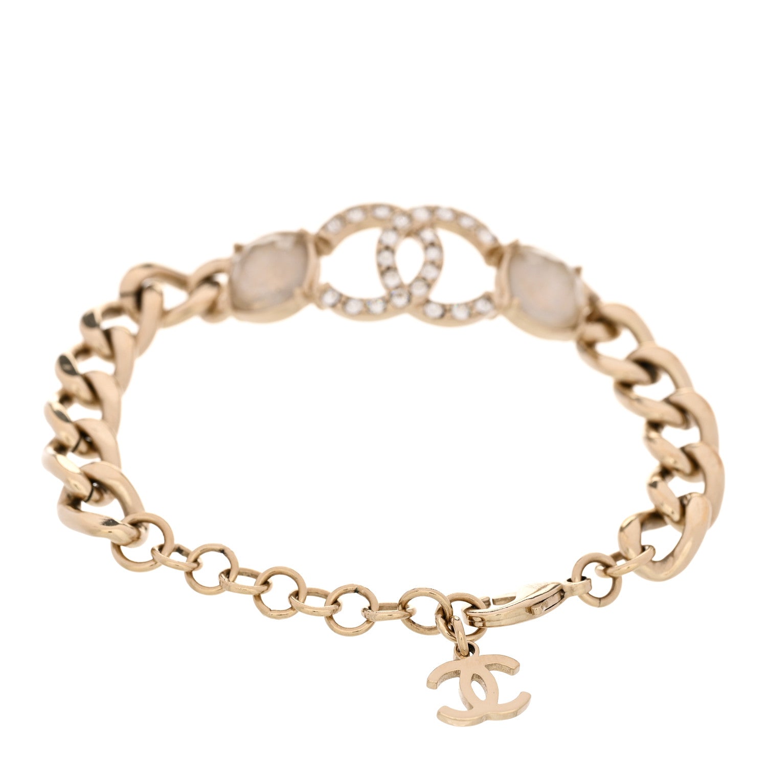Chanel Glass Crystal CC Chain Bracelet Gold 2 of 4