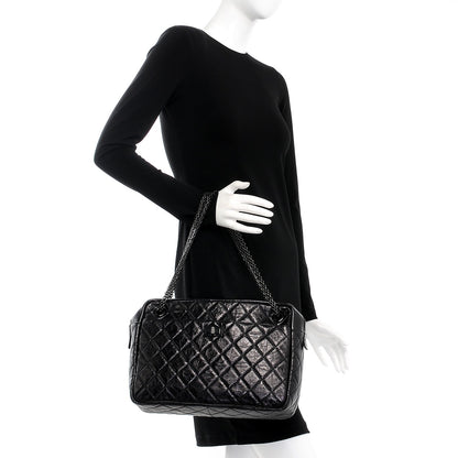Chanel Metallic Aged Calfskin Quilted Large Reissue Camera Case Black 2 of 7