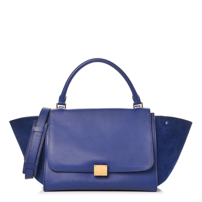 Celine Drummed Calfskin Suede Medium Trapeze Indigo 1 of 16