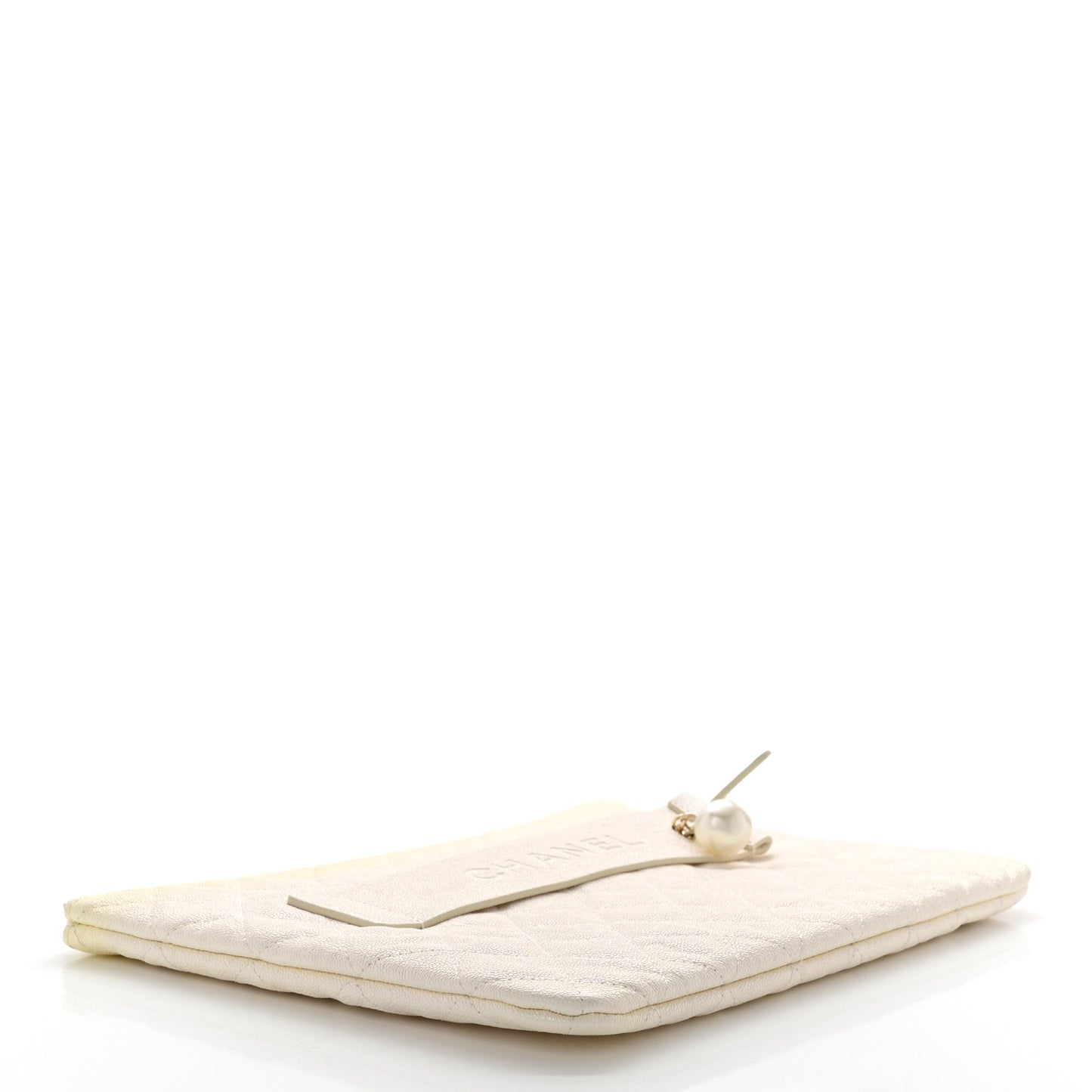 Iridescent Caviar Medium Night by the C Pouch Clutch White