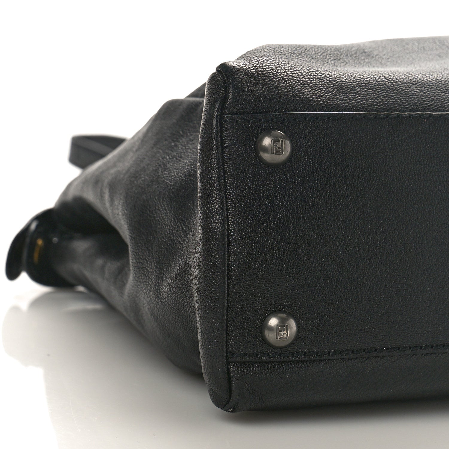 Fendi Goatskin Zucca Medium Peekaboo Iconic Satchel Black Tobacco 8 of 11