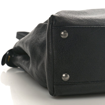 Fendi Goatskin Zucca Medium Peekaboo Iconic Satchel Black Tobacco 8 of 11