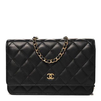 Chanel Lambskin Quilted Wallet On Chain WOC Black 1 of 12