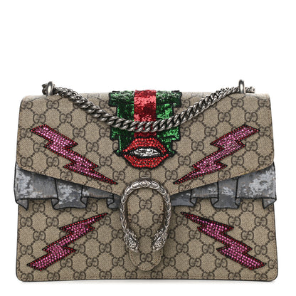 Gucci GG Supreme Monogram Lightning Embroidered Medium Dionysus Shoulder Bag Beige 1 of 12