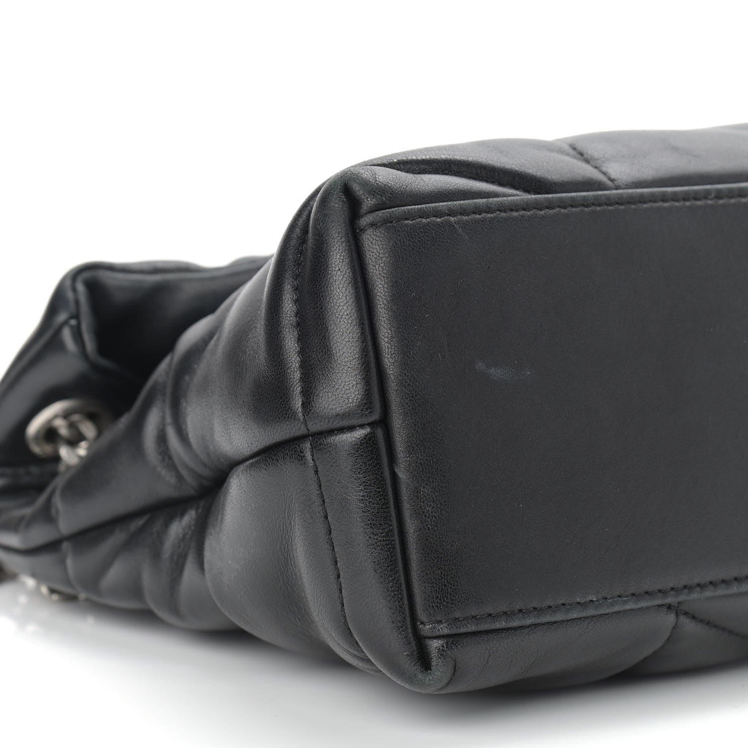 Saint Laurent Lambskin Quilted Small Loulou Puffer Monogram Chain Satchel Black 8 of 9