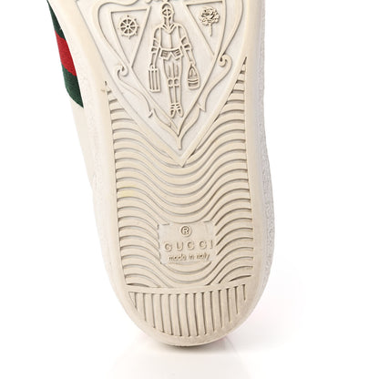 Gucci Calfskin Ayers Bee Embroidered Womens Ace Sneakers 37.5 White Green 6 of 9