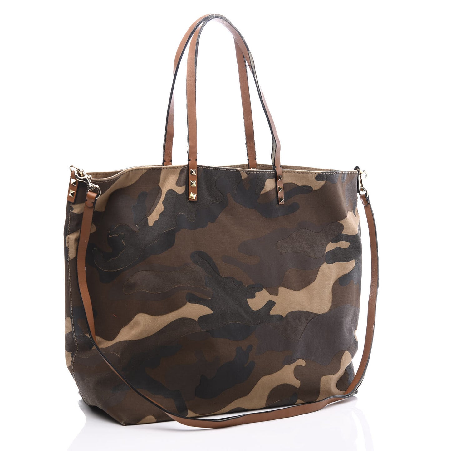 Canvas Camouflage Rockstud Reversible Tote