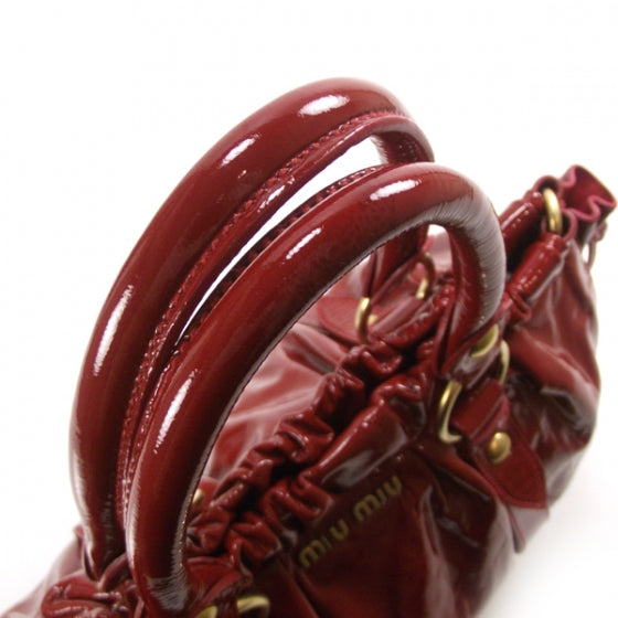 Miu Miu Vernice Patent Gathered Tote Rosso 6 of 12